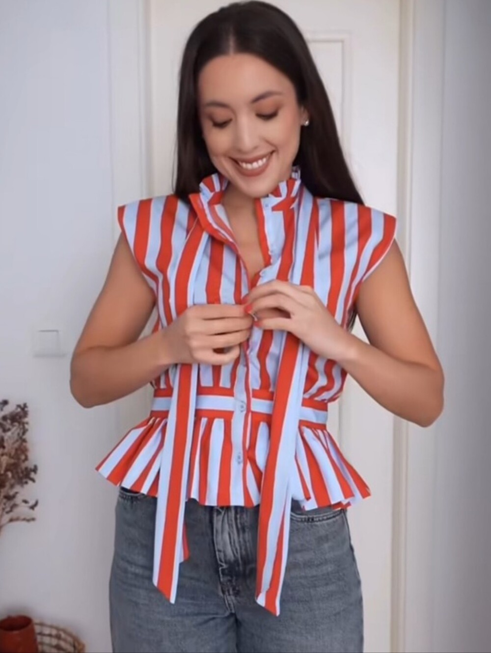 ZARA KNOTTED STRIPED BLOUSE